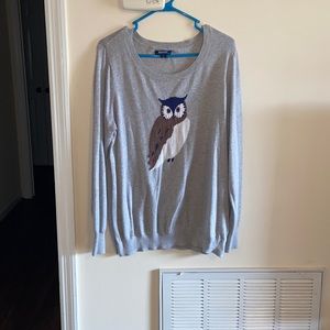 Adorable gray owl sweater.
